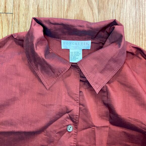Doncaster Metallic Red Oversized Poplin Shirt Top Womens 4 - Picture 4 of 13